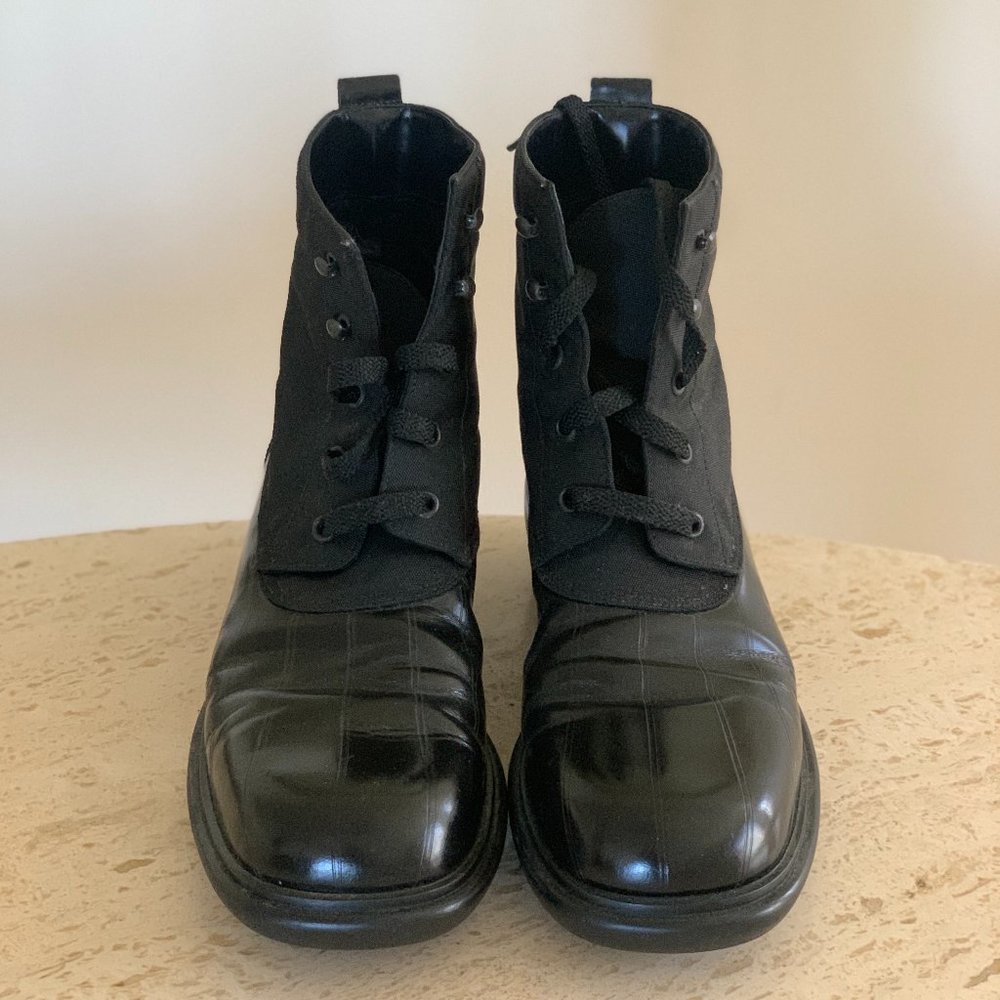 Gucci Leather and Canvas Black Combat Boots Size 11